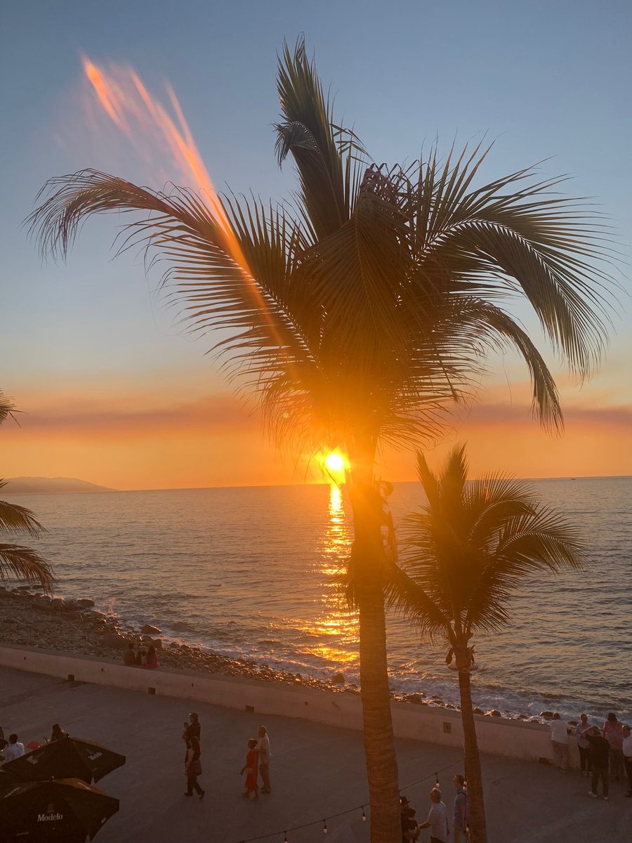 Sunset along Puerto Vallarta's malecón waterfront