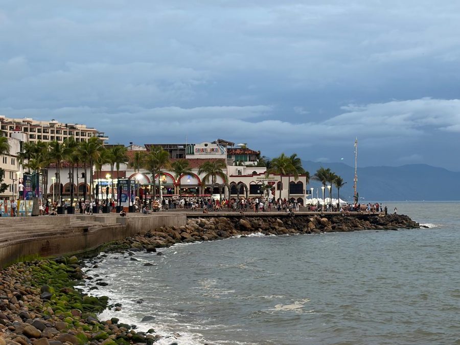 The malecón waterfront near Los Arcos, at the edge of Centro and the Zona Romántica